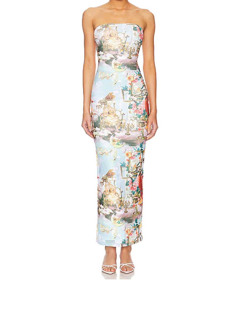 superdown Revolve “Harmony Maxi Dress” Blue scenic print
